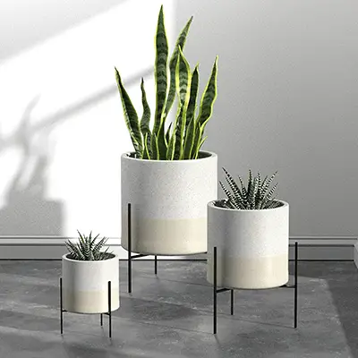 mid century indoor planter with stand 